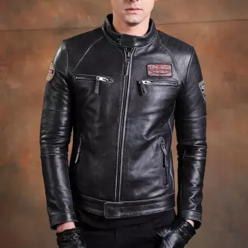 Мужская приталенная куртка из натуральной воловьей кожи, винтажная байкерская куртка, мотоциклетная одежда из 100% натуральной воловьей кожи