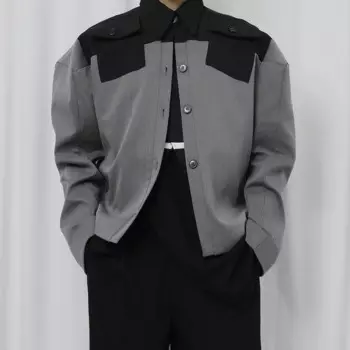 Мужская простроченная свободная короткая куртка, новинка весны 2022, модная прямая Повседневная куртка с большим индивидуальным дизайном контрастных цветов