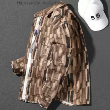 Мужская рубашка контрастных цветов, тонкое хлопковое пальто в полоску с карманами, трендовая универсальная рубашка цвета хаки, мужская рубашка с длинным рукавом