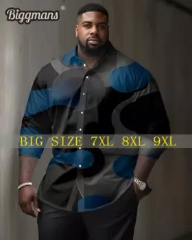 Мужская рубашка с длинным рукавом Biggmans, повседневная градиентная Текстурированная рубашка с длинным рукавом, большие размеры