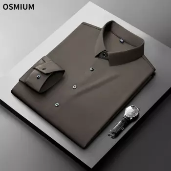 Мужская рубашка с длинным рукавом, цвет хаки