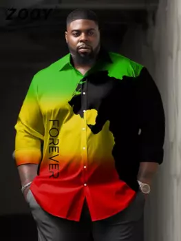 Мужская рубашка с длинным рукавом и этническим принтом