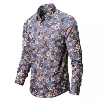 Мужская рубашка с длинным рукавом и принтом