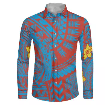 Мужская рубашка с длинным рукавом, на пуговицах