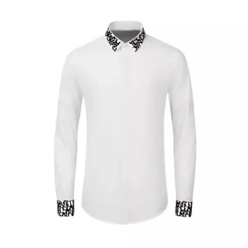 Мужская рубашка с длинным рукавом, с 3d-вышивкой