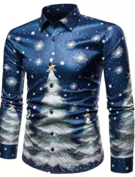 Мужская рубашка с длинным рукавом, с 3D-принтом