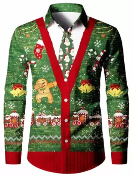 Мужская рубашка с длинным рукавом, с 3D-принтом