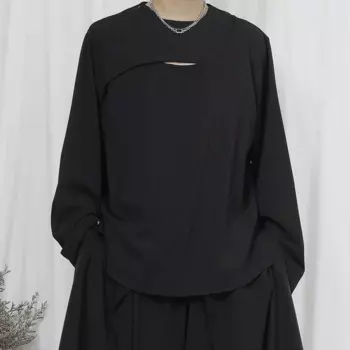 Мужская рубашка с длинным рукавом, с круглым вырезом