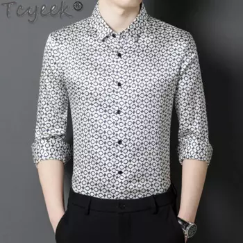 Мужская рубашка с длинным рукавом, с принтом