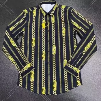 Мужская рубашка с длинным рукавом, с принтом цепей