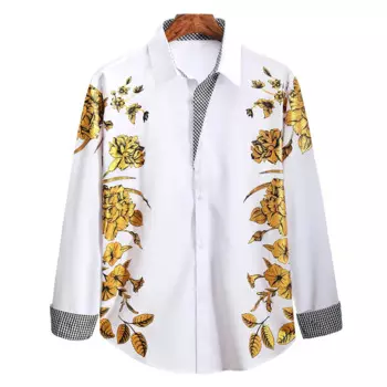 Мужская рубашка с длинным рукавом, с принтом