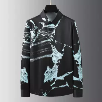 Мужская рубашка с длинным рукавом, с принтом