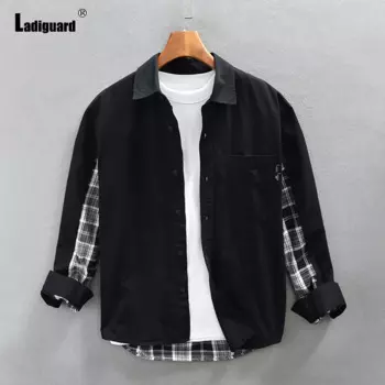 Мужская рубашка с длинным рукавом, в клетку