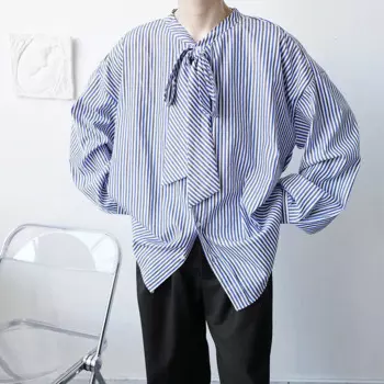 Мужская рубашка с длинным рукавом, в полоску