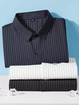 Мужская рубашка с длинным рукавом, в полоску