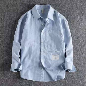 Мужская рубашка с длинным рукавом, в полоску