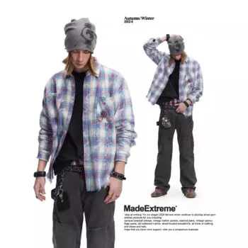 Мужская рубашка в клетку, с длинным рукавом