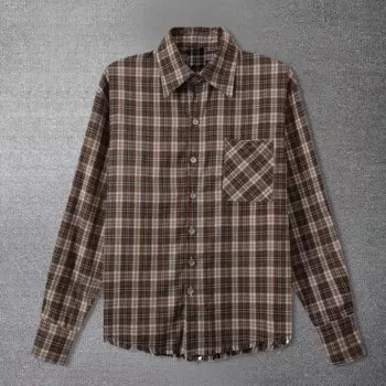 Мужская рубашка в клетку, с контрастным принтом