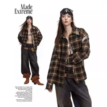 Мужская рубашка в клетку, с текстурой, 2024