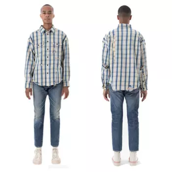 Мужская рубашка в шотландскую клетку VISVIM FIL 22SS