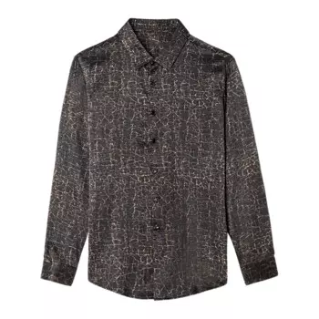 Мужская шелковая рубашка с длинным рукавом, лето-осень