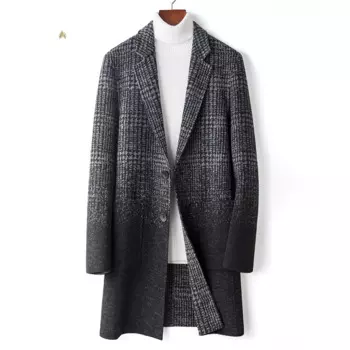 Мужская шерстяная куртка в клетку, с длинным рукавом