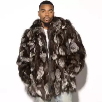 Мужская шуба из серебряного лисьего меха, мужское пальто, куртки из натурального лисьего меха, зимние куртки, модная роскошная куртка-бомбер