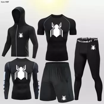 Мужская спортивная одежда, компрессионный костюм, мужской спортивный костюм, одежда для тренажерного зала, бега, тренировок, фитнеса, спорта, бега, тренировок, спортивный костюм