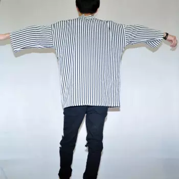 Мужская свободная рубашка в полоску, тонкая Солнцезащитная рубашка с рукавами семь восьмых, весна-лето