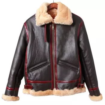 Мужская темно-коричневая куртка из овчины в стиле милитари, теплая зимняя авиационная куртка из натуральной овчины, большие размеры 5XL