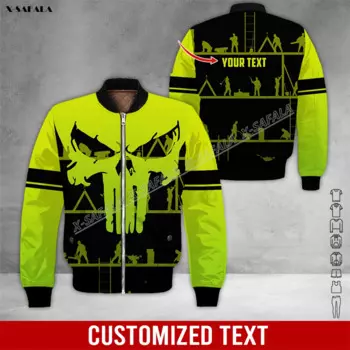 Мужская теплая куртка-бомбер с 3D-принтом, на молнии