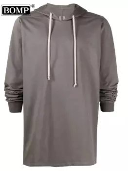 Мужская толстовка с капюшоном [BOMP], серая Толстая хлопковая толстовка с капюшоном, теплый зимний топ, модный мужской пуловер, куртка, новая мода, осень 2024