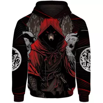 Мужская толстовка с капюшоном и принтом в виде животных