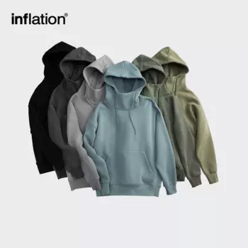 Мужская толстовка с капюшоном INFLATION Blank, толстая флисовая толстовка с высоким воротником, унисекс