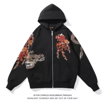 Мужская толстовка с капюшоном Yokosuka в китайском стиле с вышивкой дракона, Молодежная модная индивидуализированная осенняя куртка