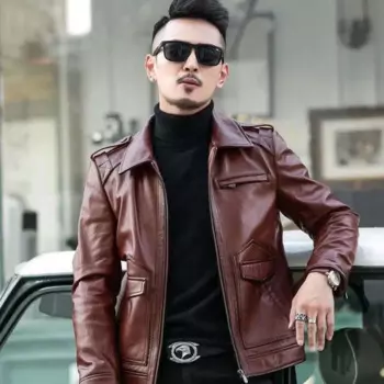 Мужская тонкая куртка из натуральной овечьей шкуры, приталенная куртка из натуральной кожи, весна-осень 2022