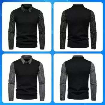 Мужская Трикотажная футболка-поло с длинным рукавом и воротником-поло