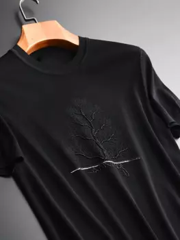 Мужская Трикотажная футболка с вышивкой и круглым вырезом, размеры до 4xl