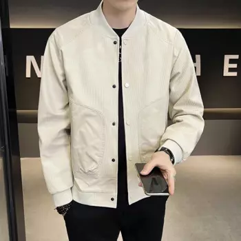 Мужская уличная одежда на весну и осень, модная свободная повседневная винтажная короткая куртка-бомбер-карго, пальто, мужская верхняя одежда