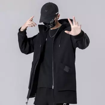 Мужская Утепленная ветровка с капюшоном, размеры до 8XL