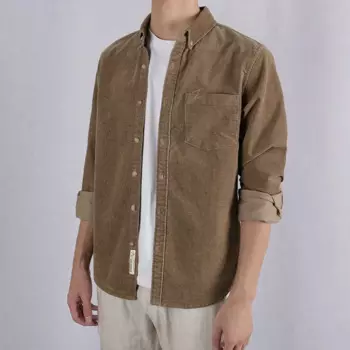 Мужская Вельветовая рубашка с длинным рукавом, из хлопка