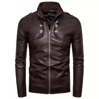 Мужская Весенняя винтажная куртка из искусственной кожи, Повседневная стильная куртка, Мужская верхняя одежда, модная мотоциклетная куртка из искусственной кожи для мужчин, 2021