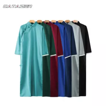 Мужская Восточная одежда, традиционный костюм Тан в китайском стиле, платье с перекрестным кроем, Модный повседневный халат, костюм чонсам, сценический костюм ханьфу