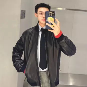 Мужская весенне-осенняя бейсбольная куртка NIGO с воротником на молнии из овечьей кожи с длинным рукавом черная куртка Ngvp # nigo9348