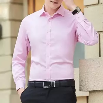 Мужская весна-осень 2024, новая тенденция, свободная повседневная рубашка больших размеров, деловая однотонная рубашка больших размеров с длинными рукавами