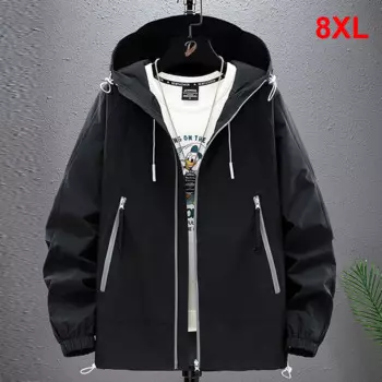 Мужская ветровка с капюшоном, размеры до 8XL