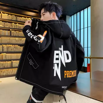 Мужская ветровка с капюшоном, весна-осень