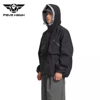 Мужская ветрозащитная куртка с капюшоном и большими карманами