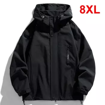 Мужская ветрозащитная куртка с капюшоном, размеры до 8XL