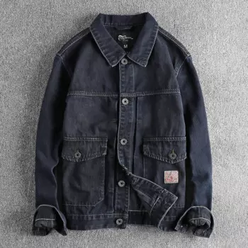 Мужская винтажная джинсовая куртка Hard man, модная трендовая Молодежная джинсовая куртка-карго с карманами